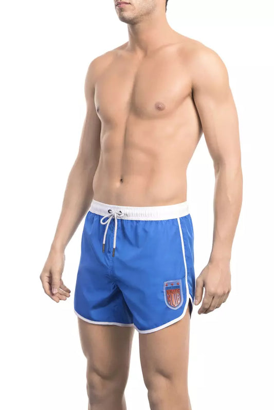 Blauwe polyester zwemshort voor heren