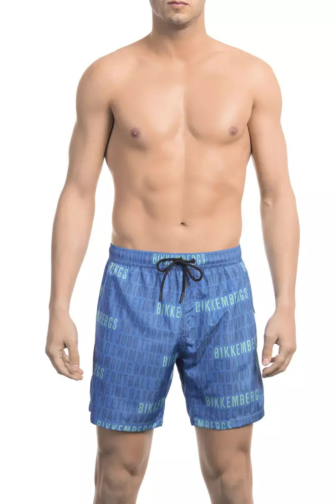 Blauwe polyester heren zwemshorts