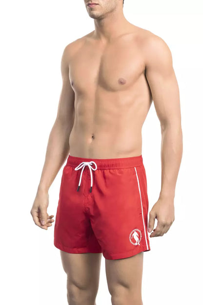 Rode polyester heren zwemshort