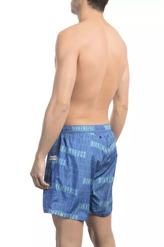 Blauwe polyester heren zwemshorts