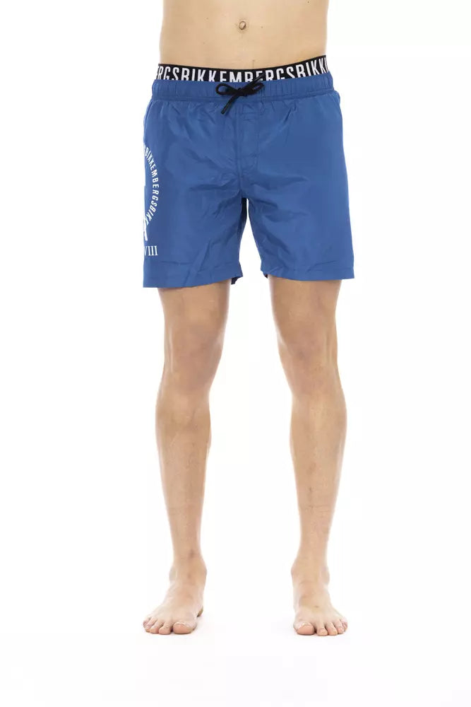 Blauwe polyester heren zwemshort