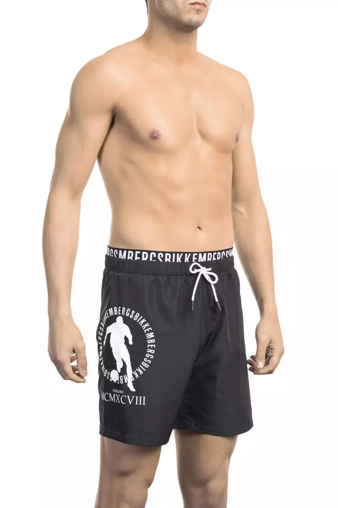 Zwarte polyester heren zwemshort