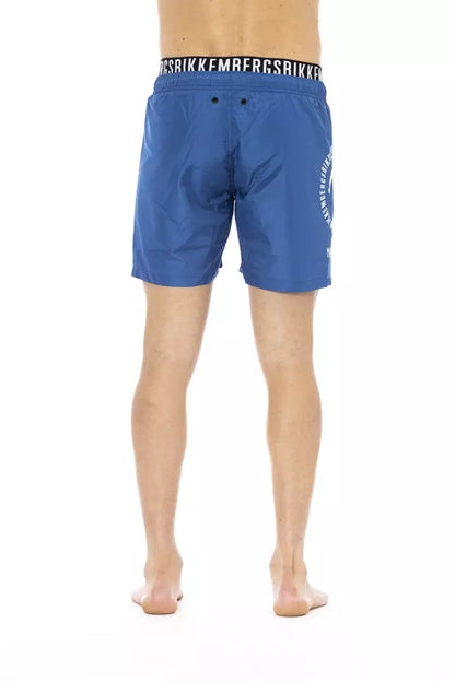 Blauwe polyester heren zwemshort