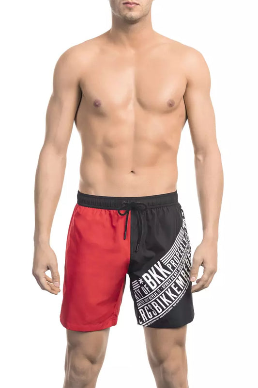 Rode polyester heren zwemshort