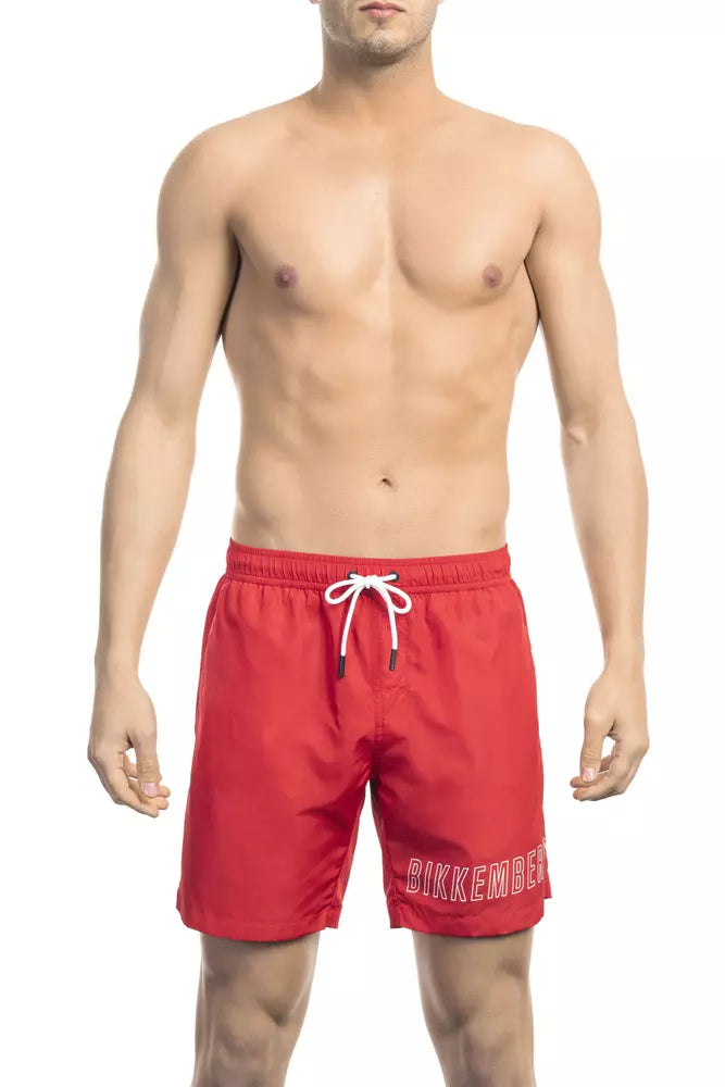 Rode polyester heren zwemshort