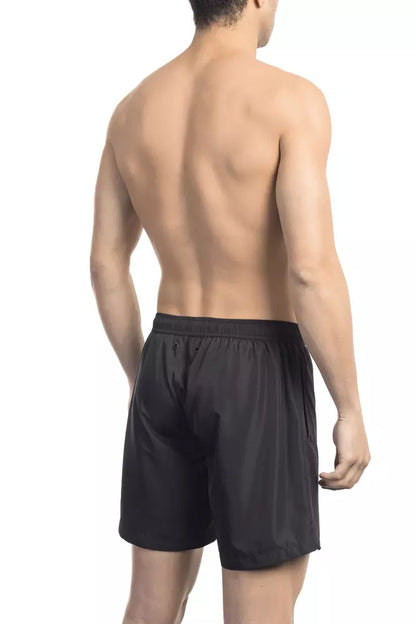 Black Polyester Men Swim Shorts