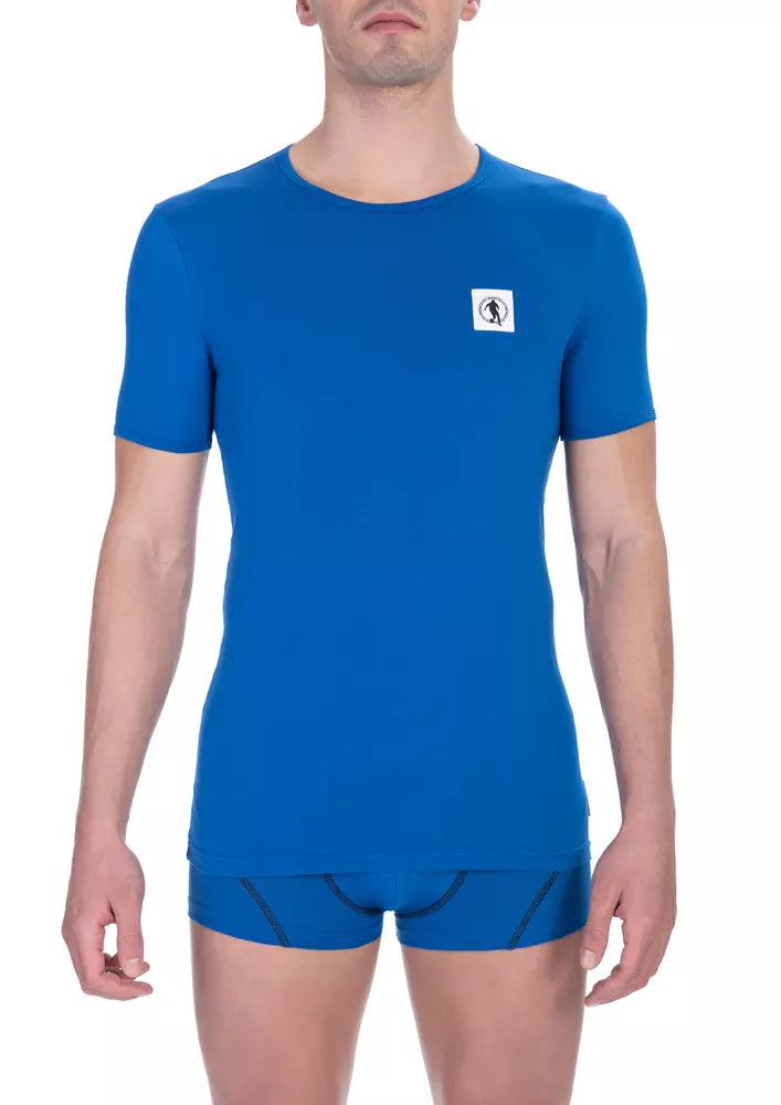 Blauw katoenen heren T-shirt