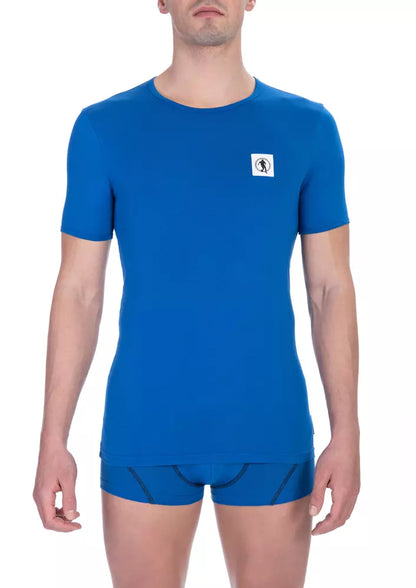 Blauw katoenen heren T-shirt