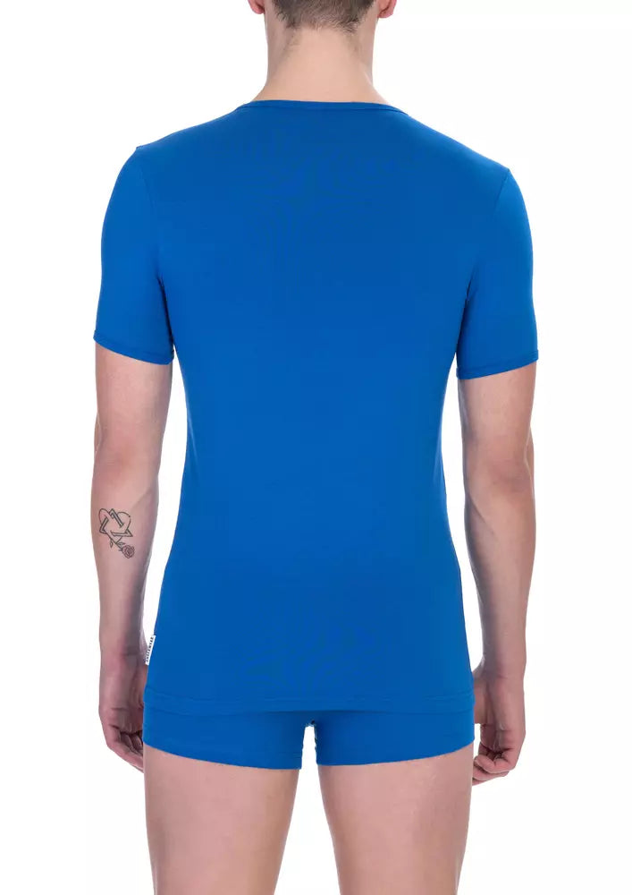 Blauw katoenen heren T-shirt