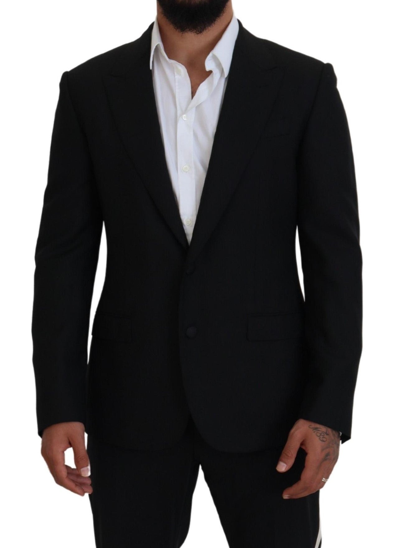 Elegante enkelrijs wolmix blazer