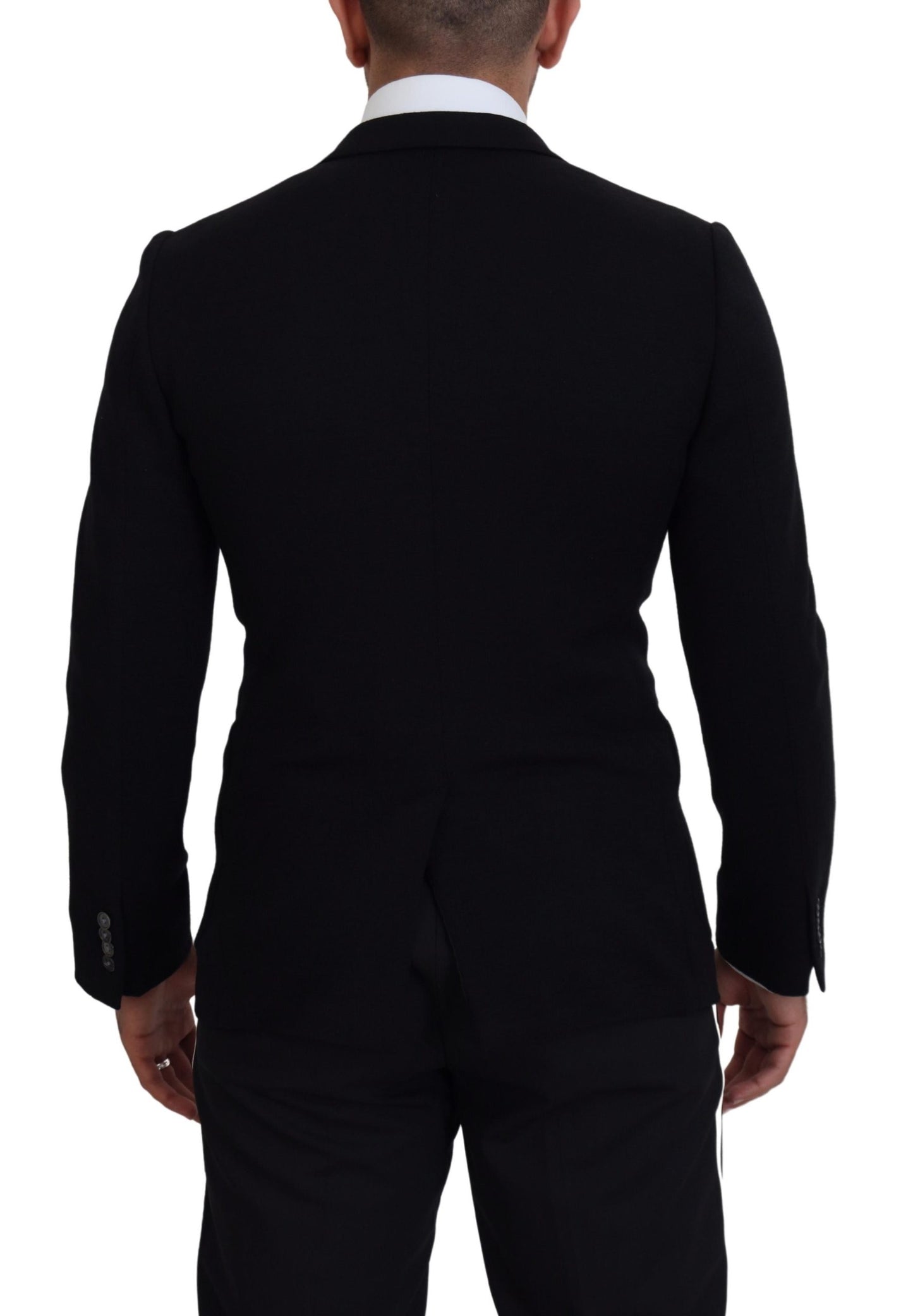 Elegante enkelrijs zwarte wollen blazer