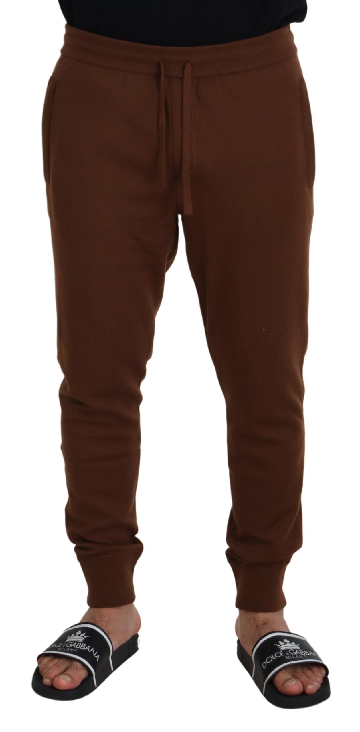 Elegant Brown Cashmere Jogger Pants