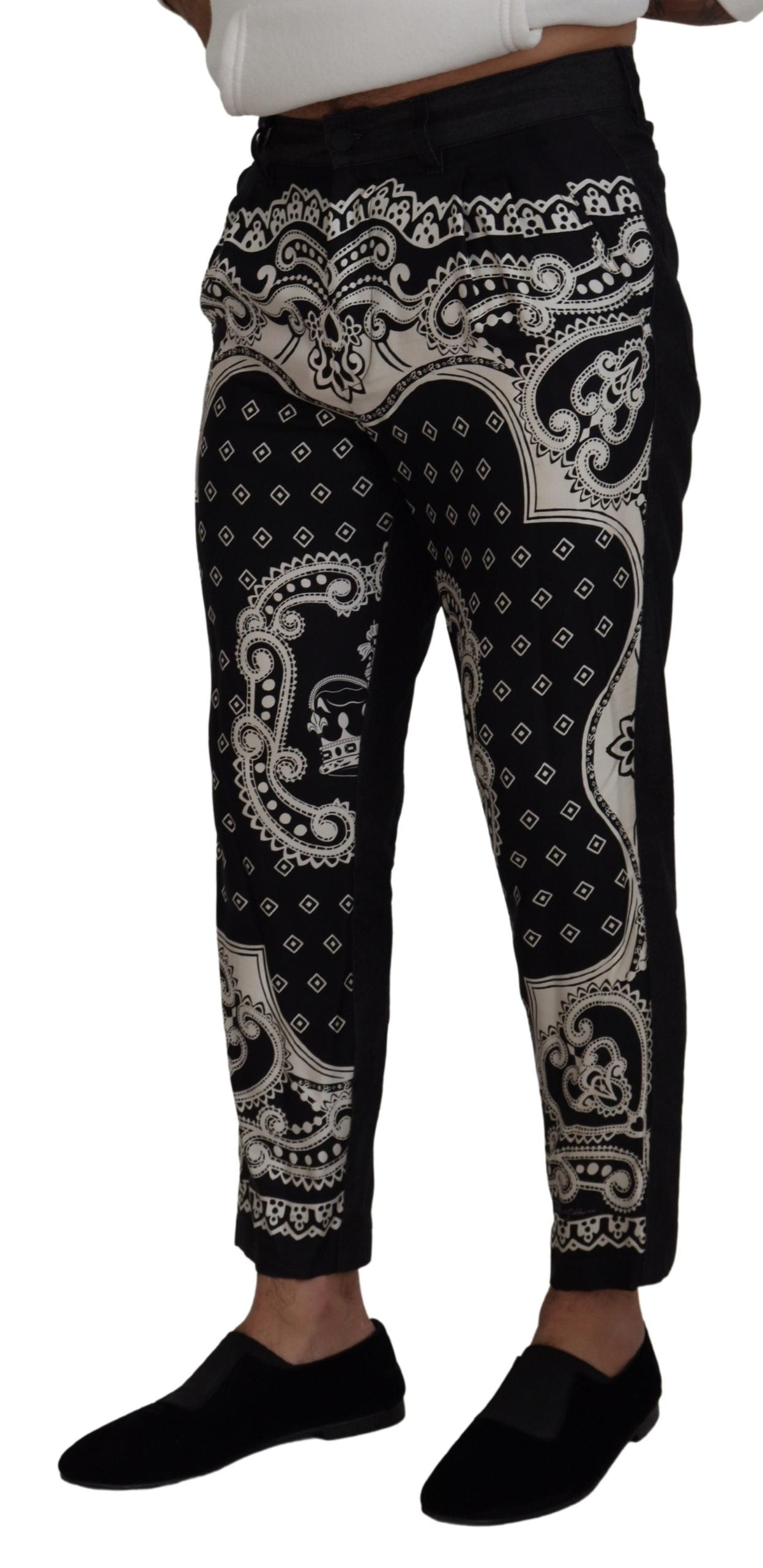 Elegante Bandana Print Zijde-Katoenen Broek