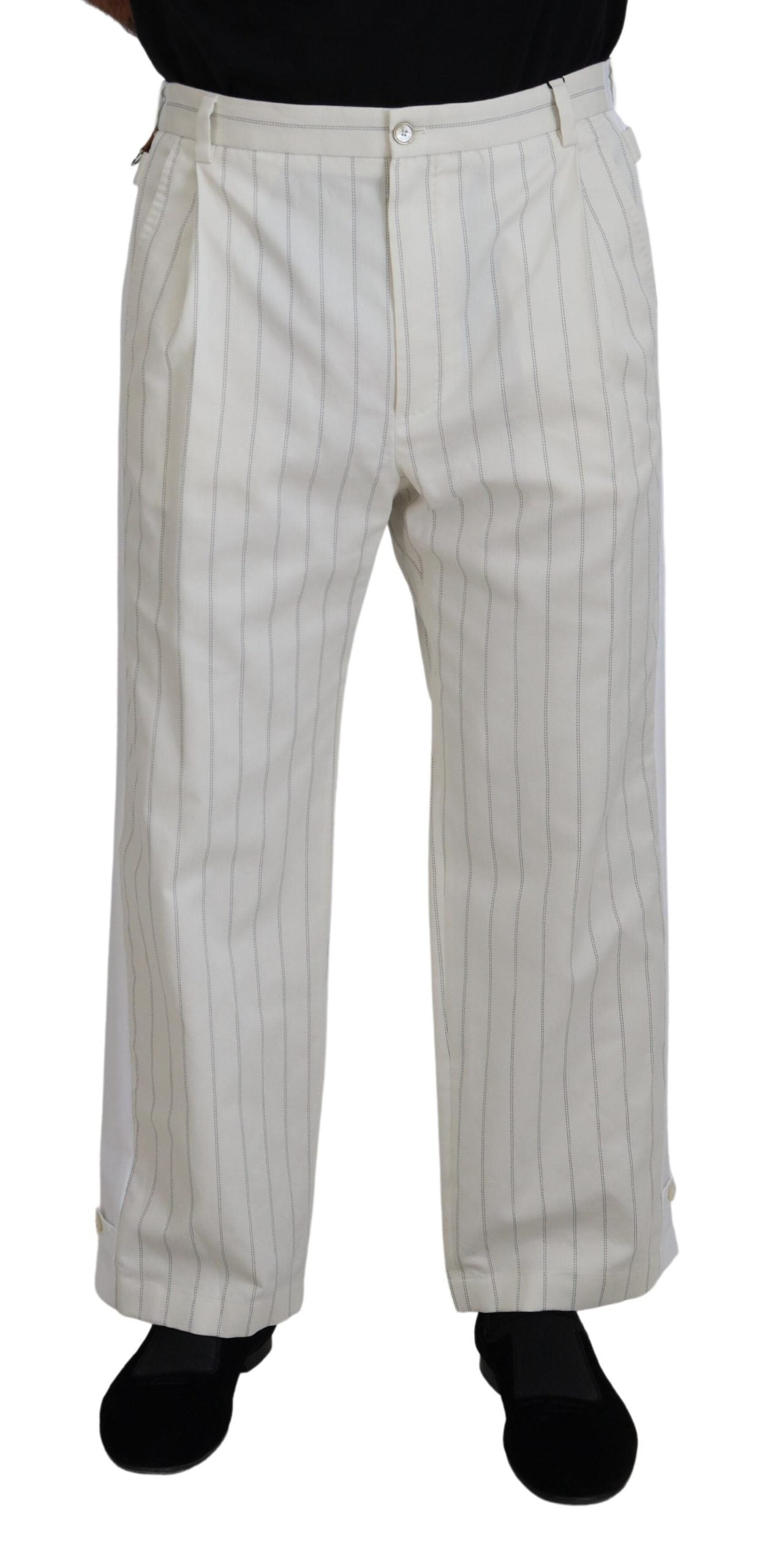 Elegante witte gestreepte MainLine-broek