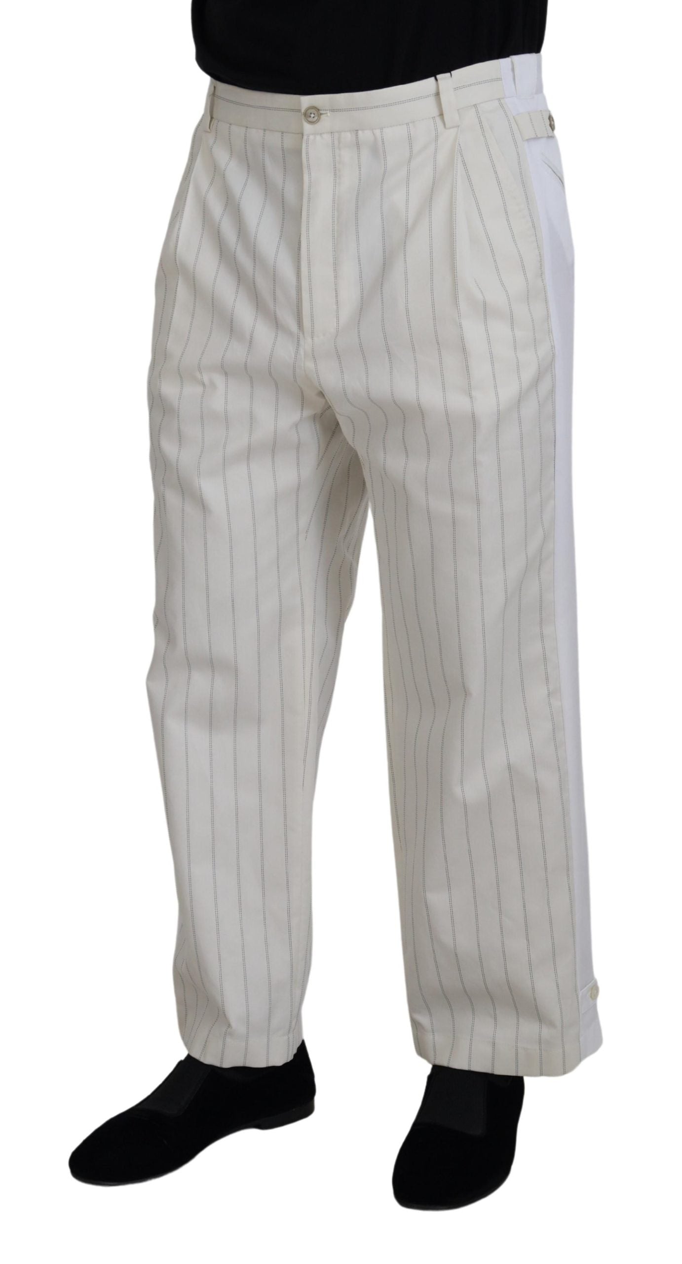 Elegante witte gestreepte MainLine-broek