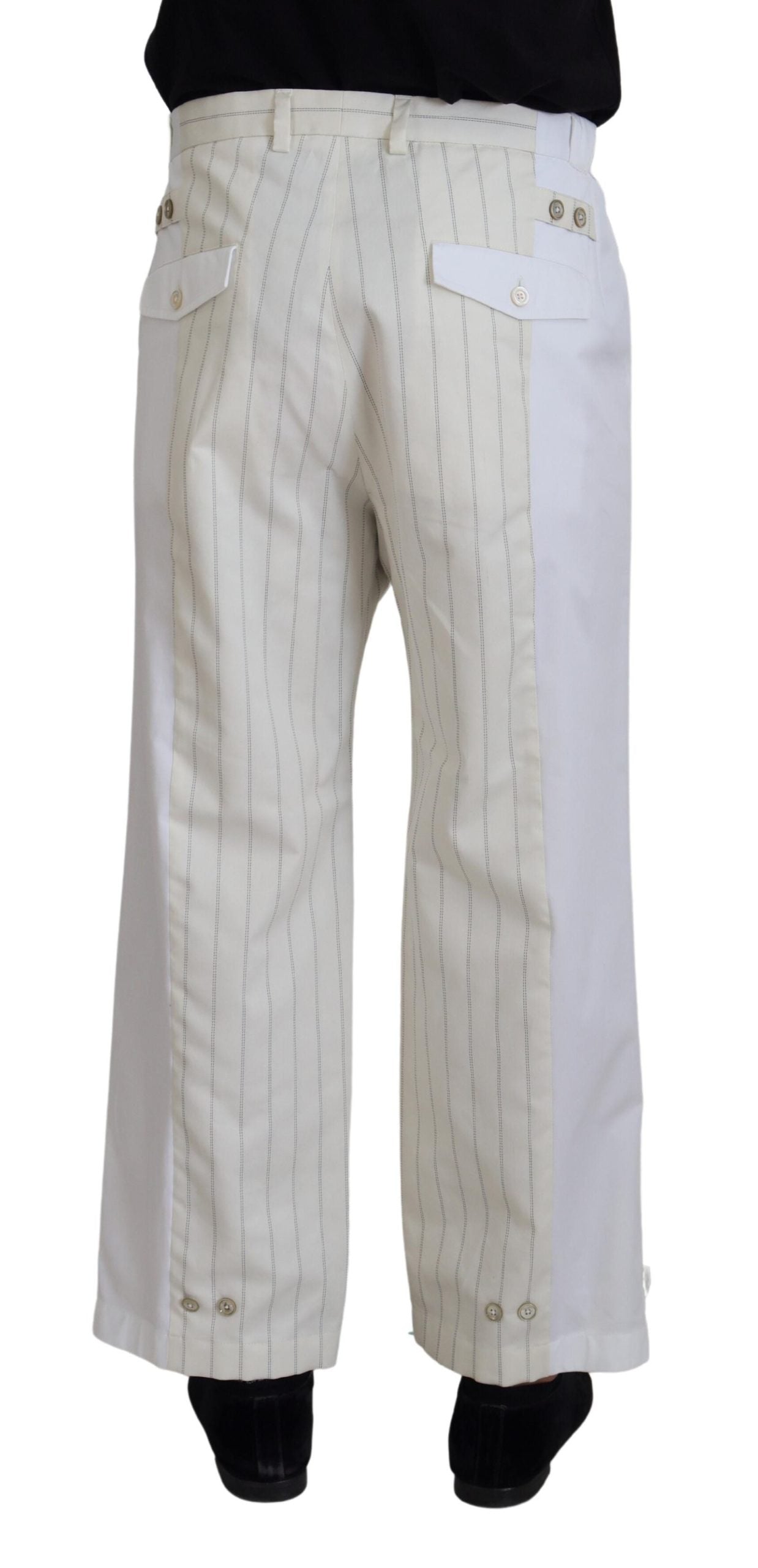 Elegante witte gestreepte MainLine-broek