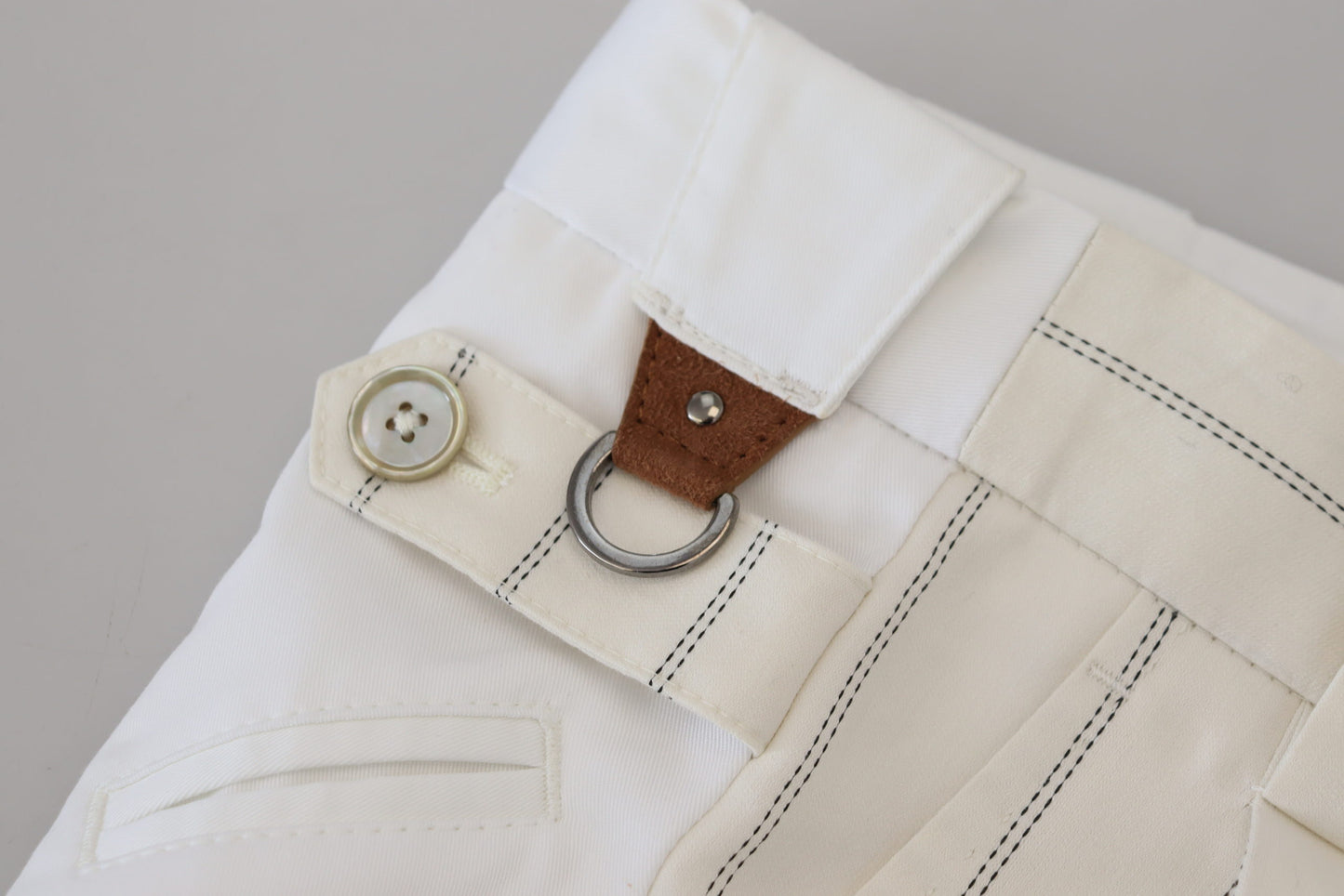 Elegante witte gestreepte MainLine-broek