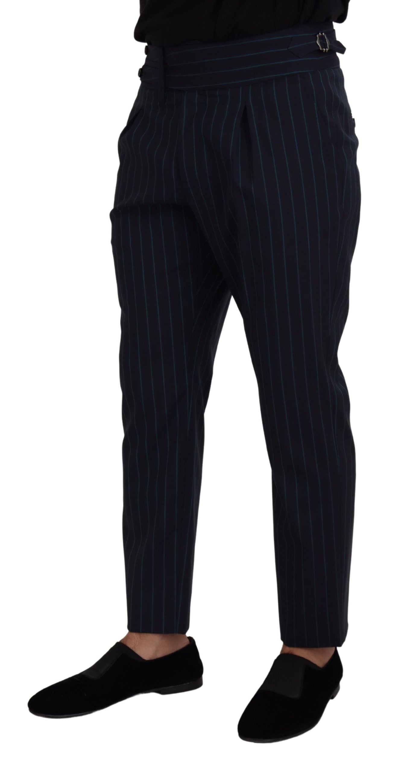 Elegant Stripe Virgin Wool Trousers