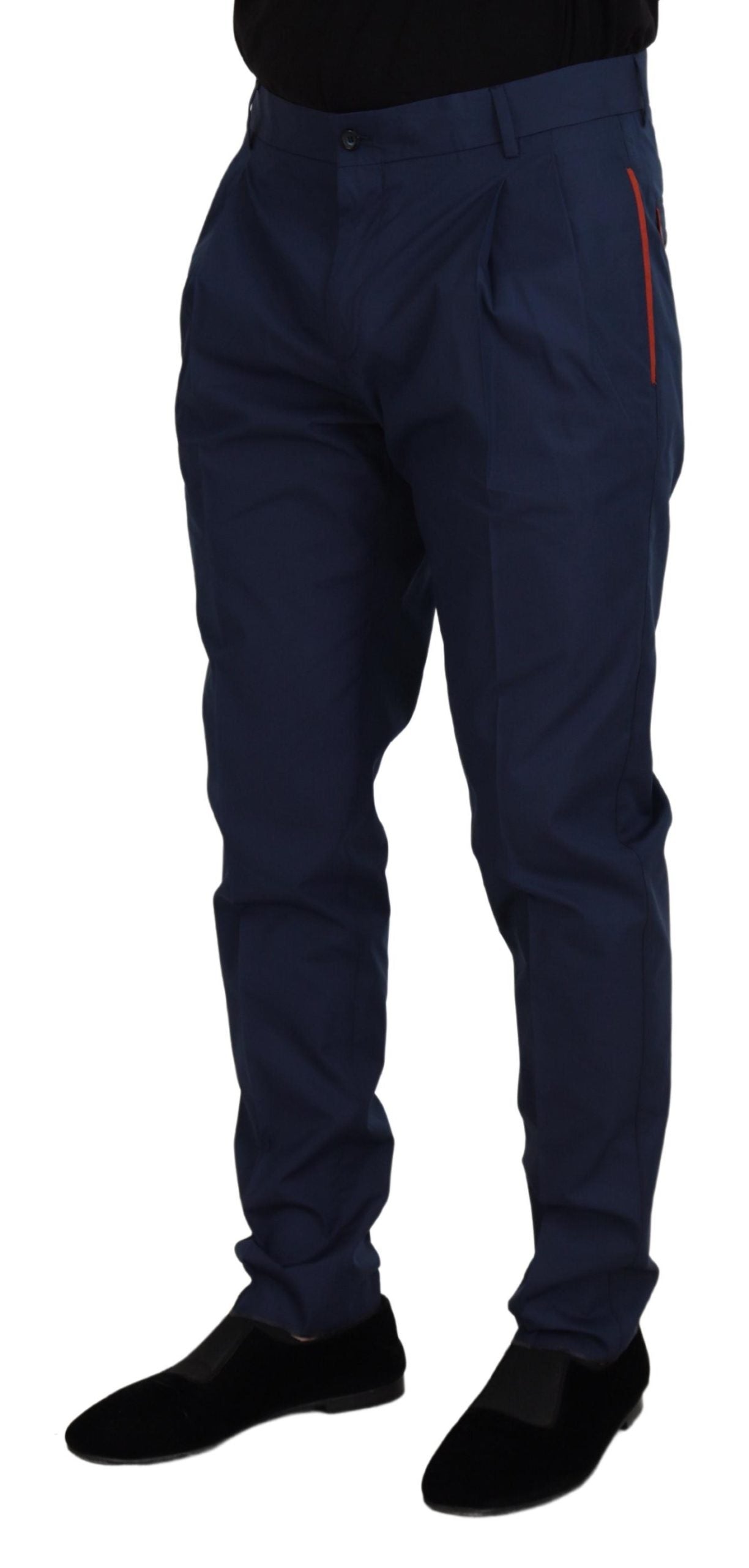 Elegant Blue Cotton Silk Pants