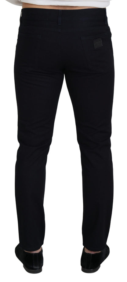 Elegant Black Silk Blend Denim Pants