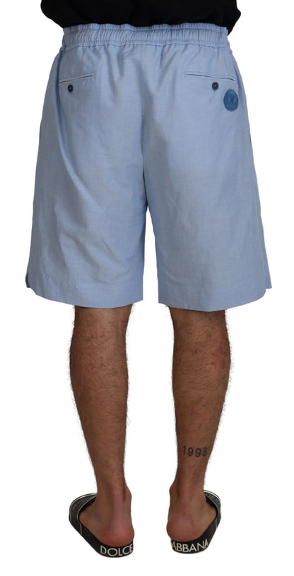 Elegante lichtblauwe linnen-katoenen zomershorts