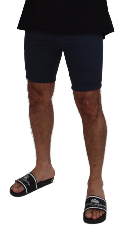 Elegante blauwe shorts van katoenmix