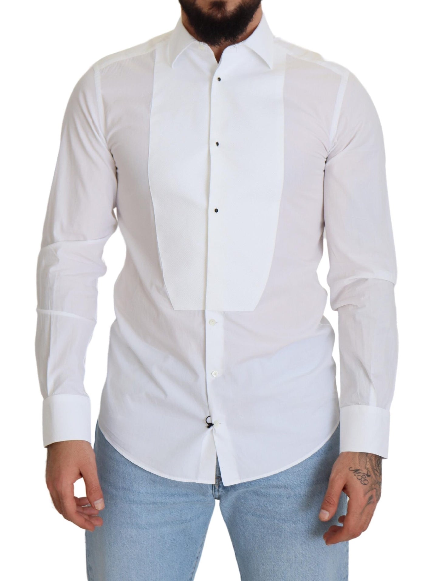 Elegant wit katoenen poplin slim fit overhemd