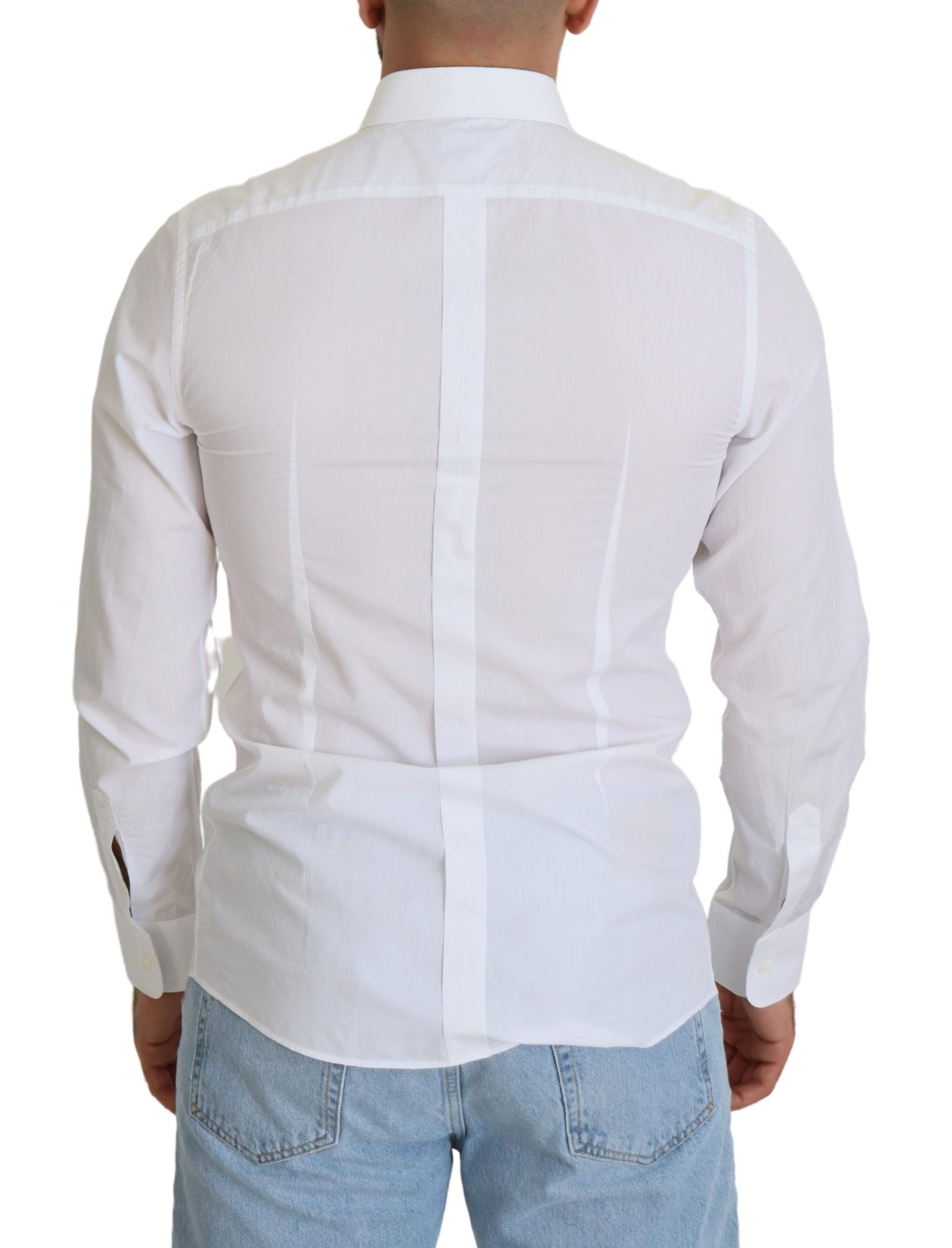 Elegant wit katoenen poplin slim fit overhemd