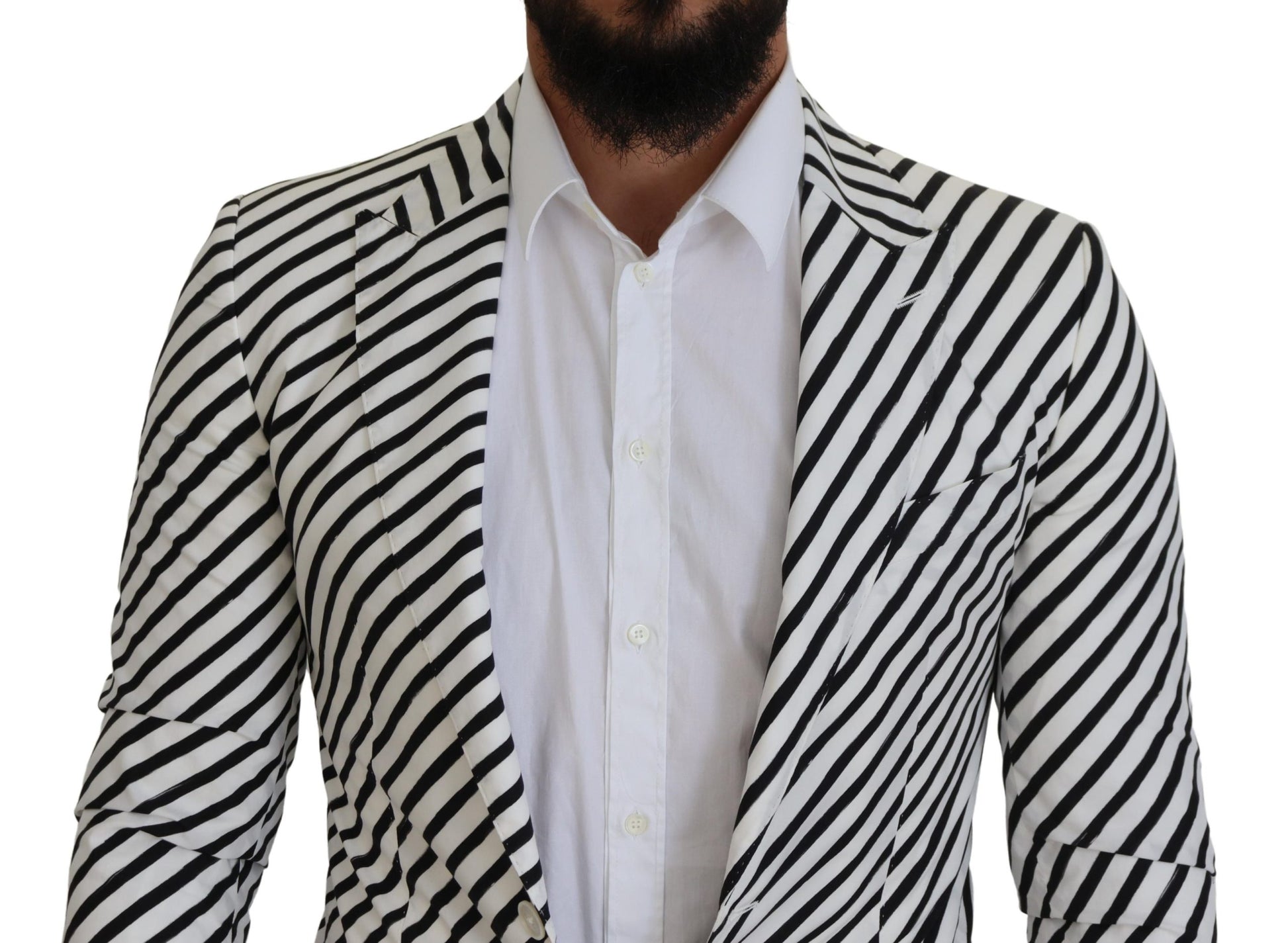 Elegante witte gestreepte enkelrijs blazer