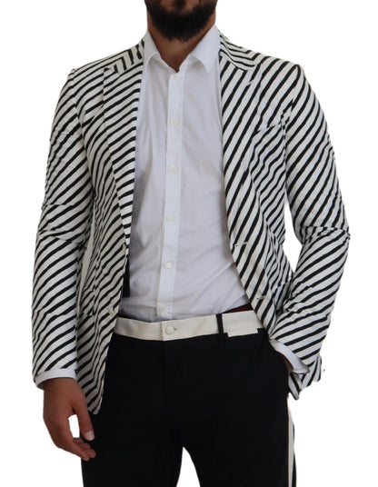 Elegante witte gestreepte enkelrijs blazer