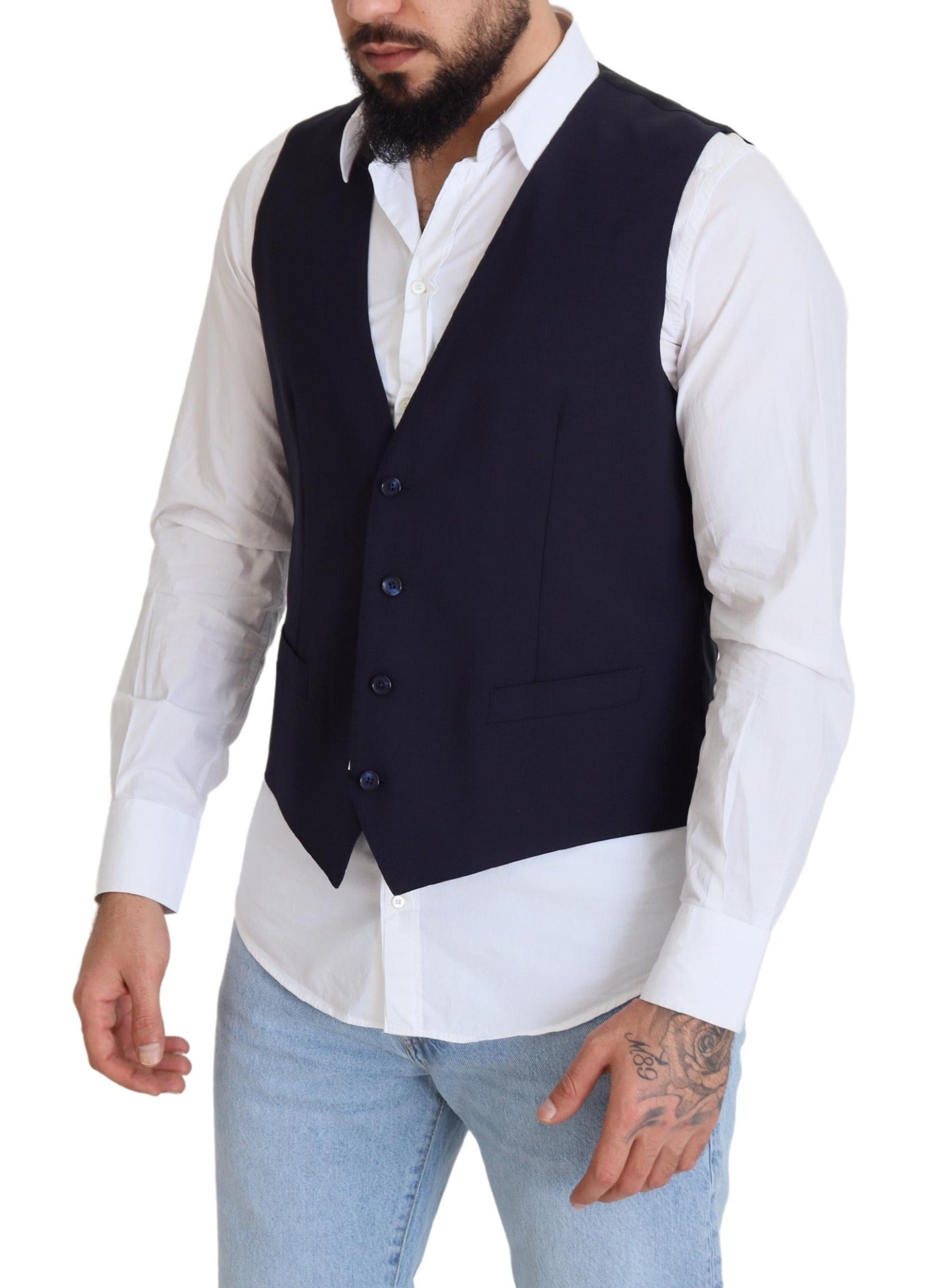 Elegante donkerblauwe formele vest