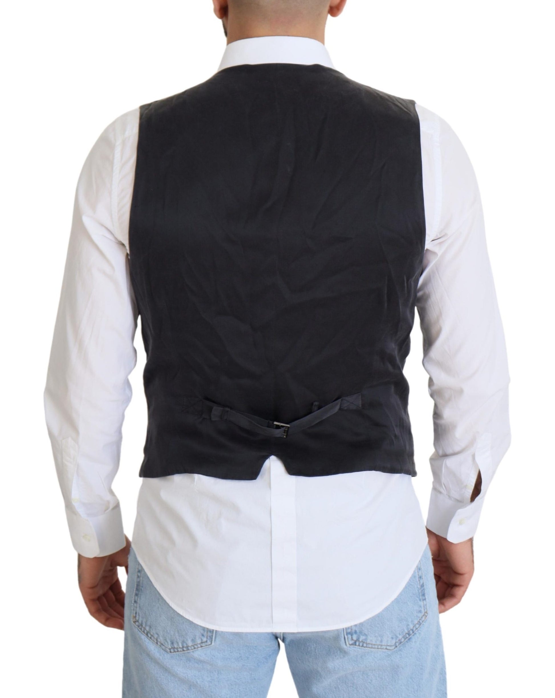 Elegante zwarte dubbele rij knopen jurk vest