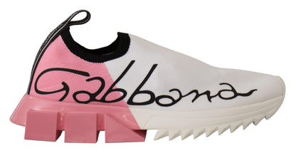 Elegante Sorrento Slip-On Sneakers in Wit &amp; Roze