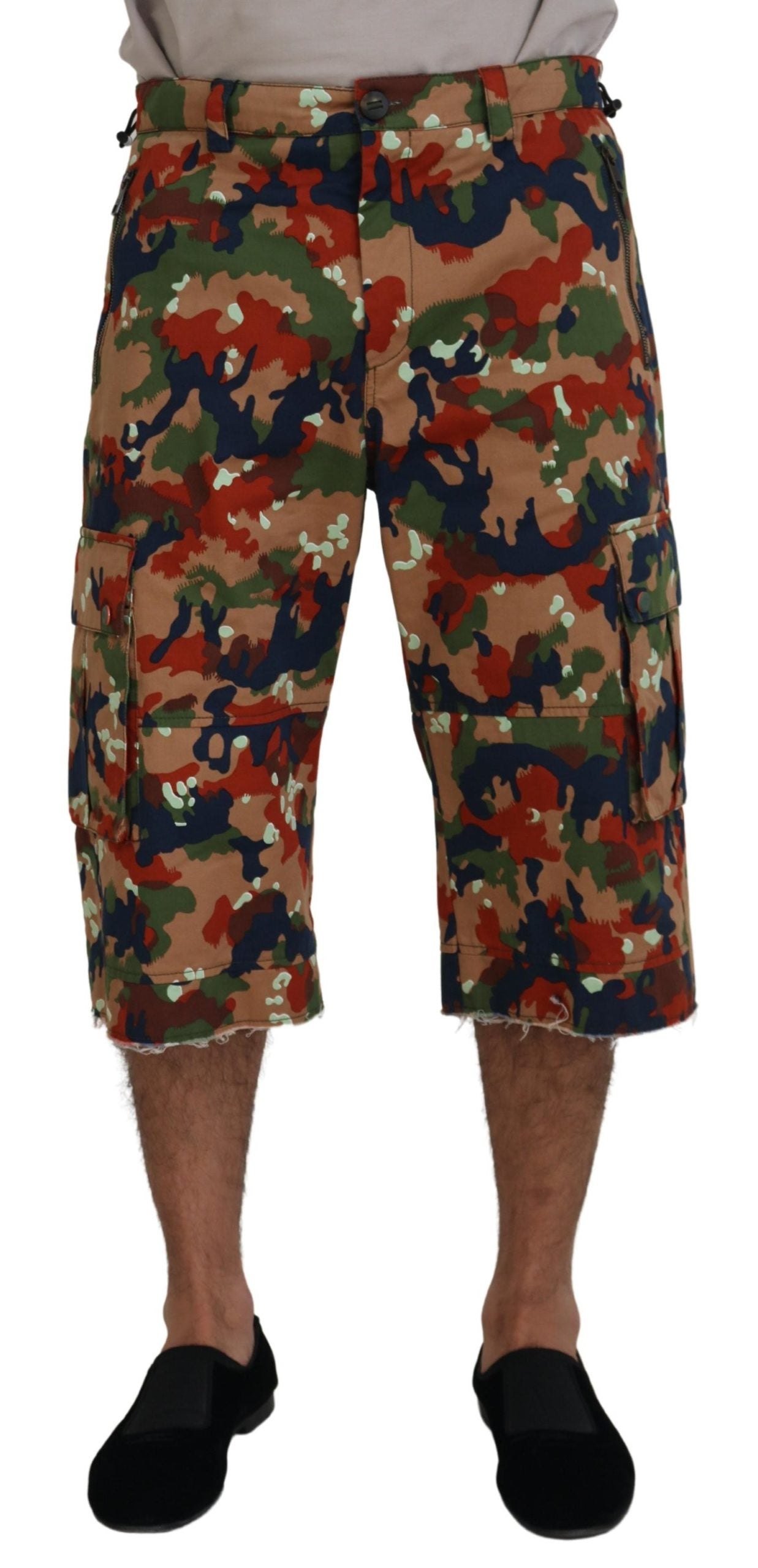 Italiaanse Designer Multicolor Cargo Shorts