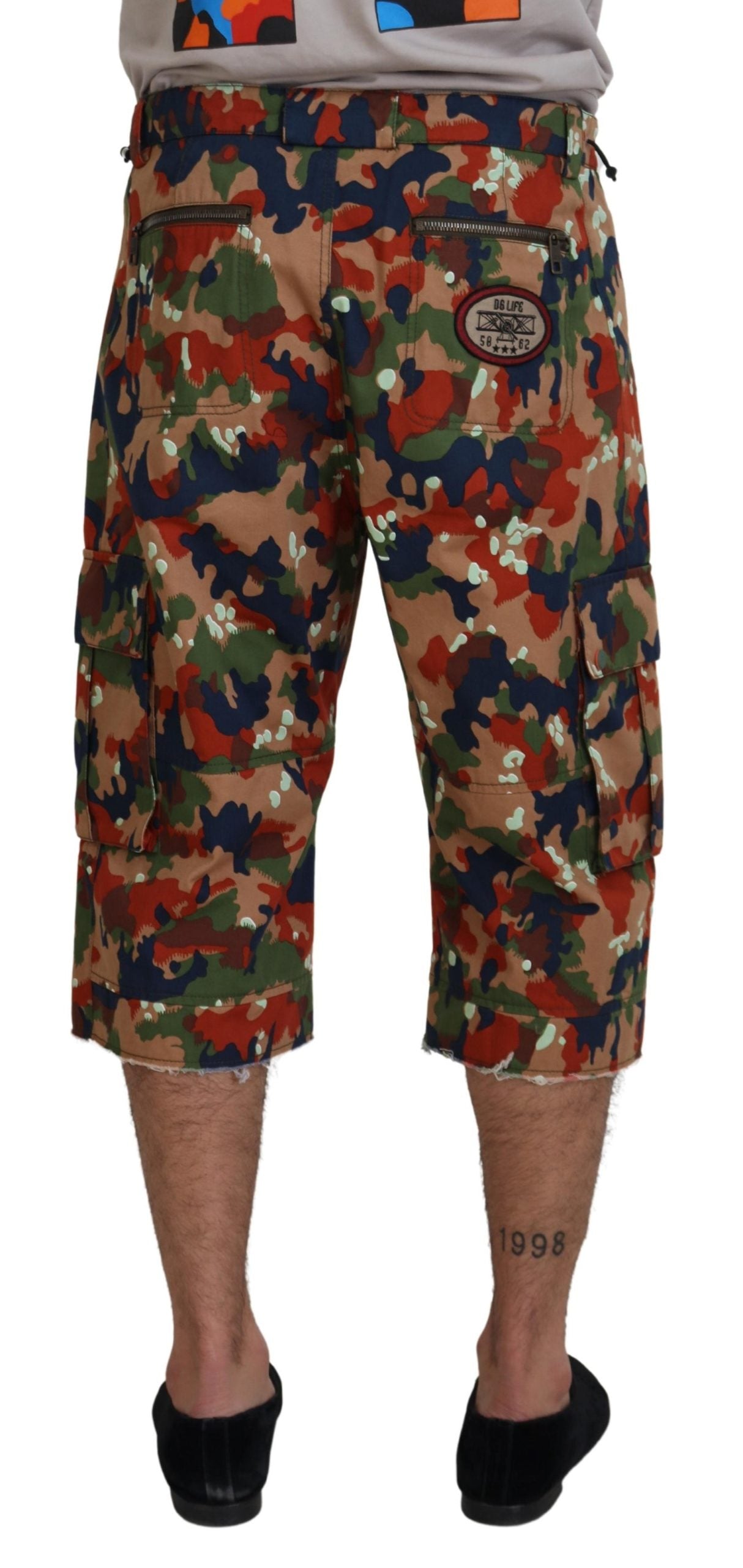 Italiaanse Designer Multicolor Cargo Shorts