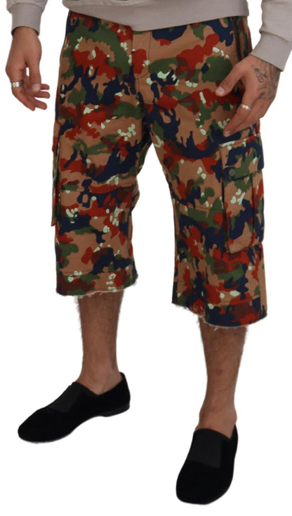 Italiaanse Designer Multicolor Cargo Shorts