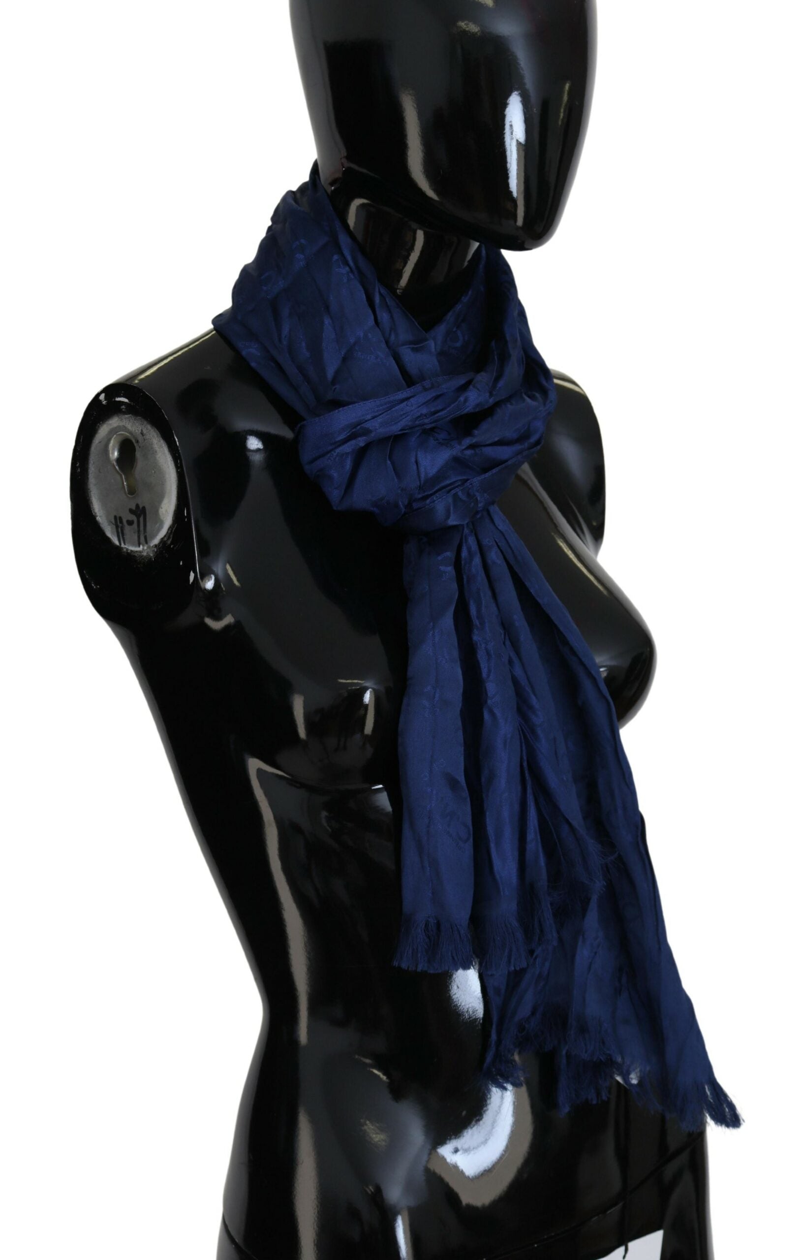 Elegant Silk Fringe Scarf in Chic Blue