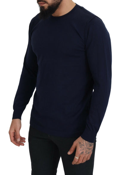 Authentieke ronde hals blauwe pullover trui