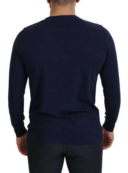 Authentieke ronde hals blauwe pullover trui