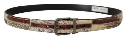 Multicolor patchwork slangenhuid riem