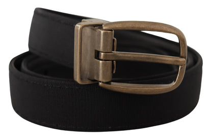 Elegante Grosgrain leren riem - Zwart