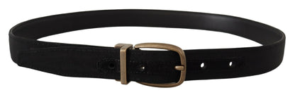 Elegante Grosgrain leren riem - Zwart