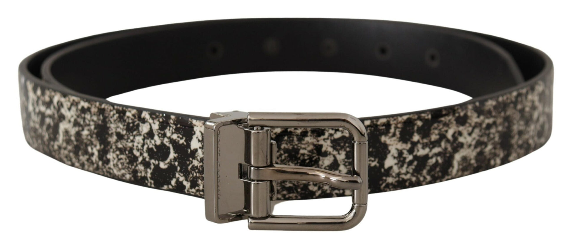 Elegante zwarte leren riem met marmerprint