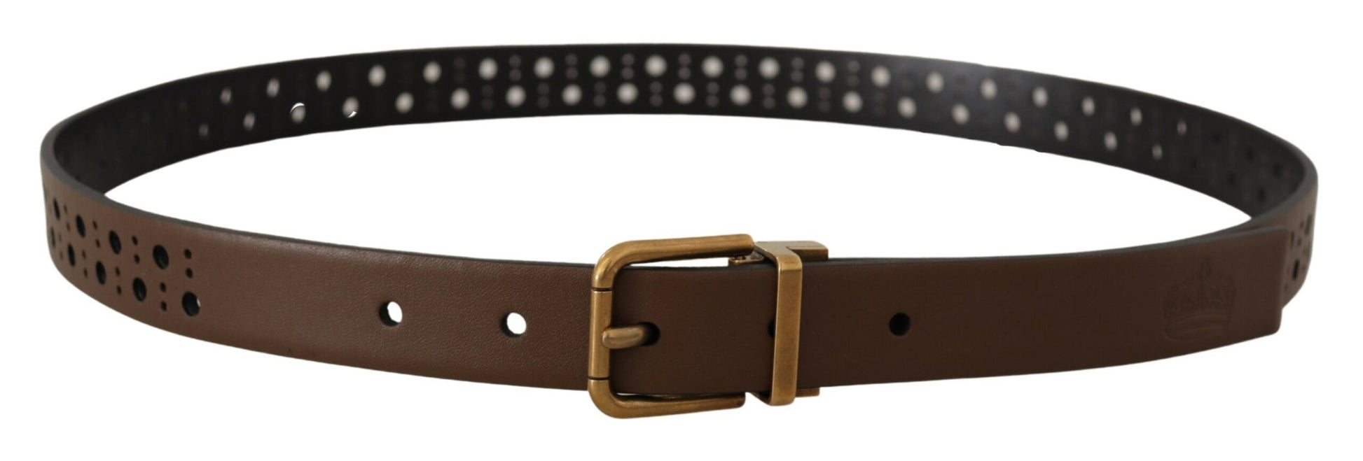 Elegante bruine leren riem met gouden gesp