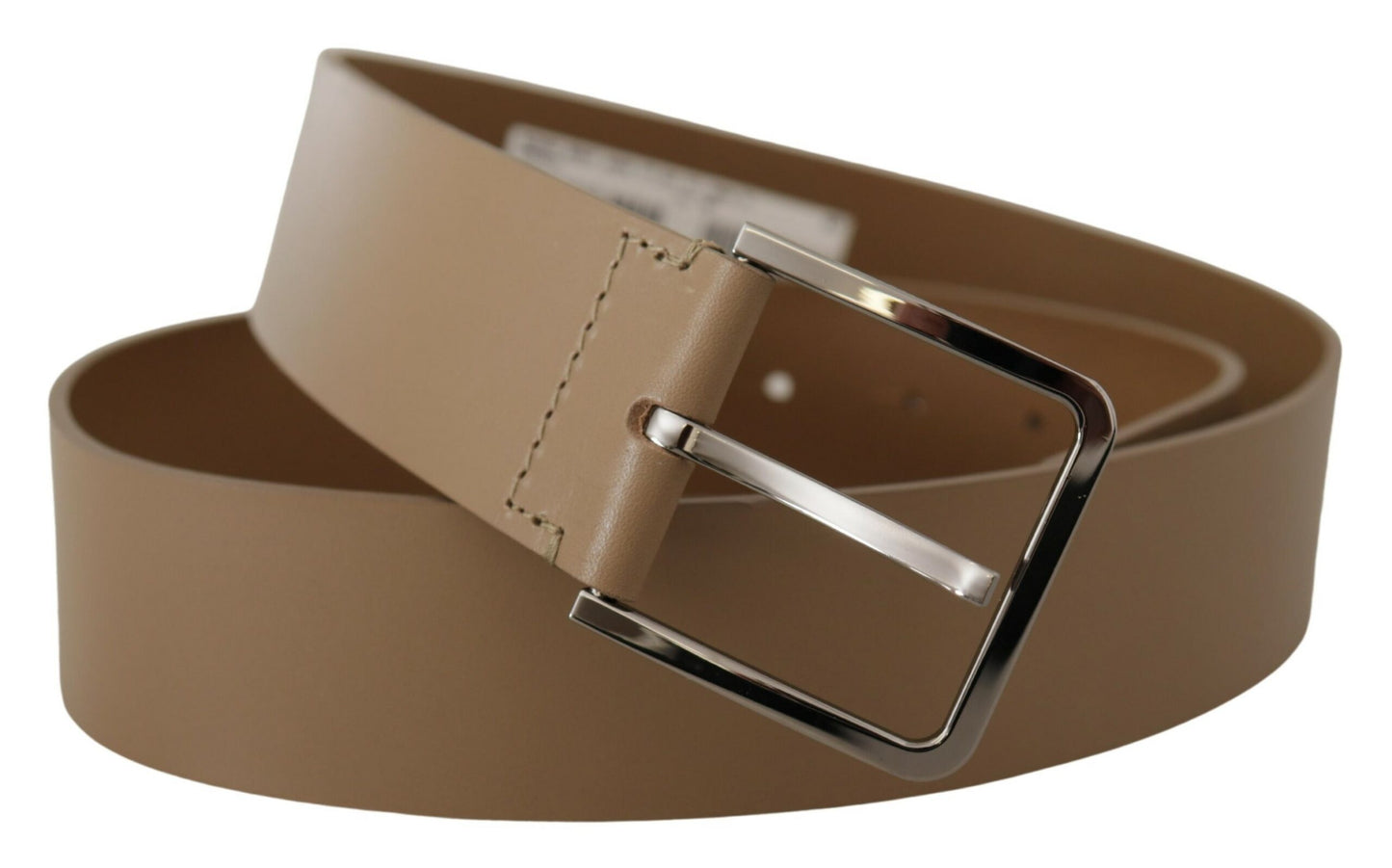 Beige leren statement riem met zilveren gesp