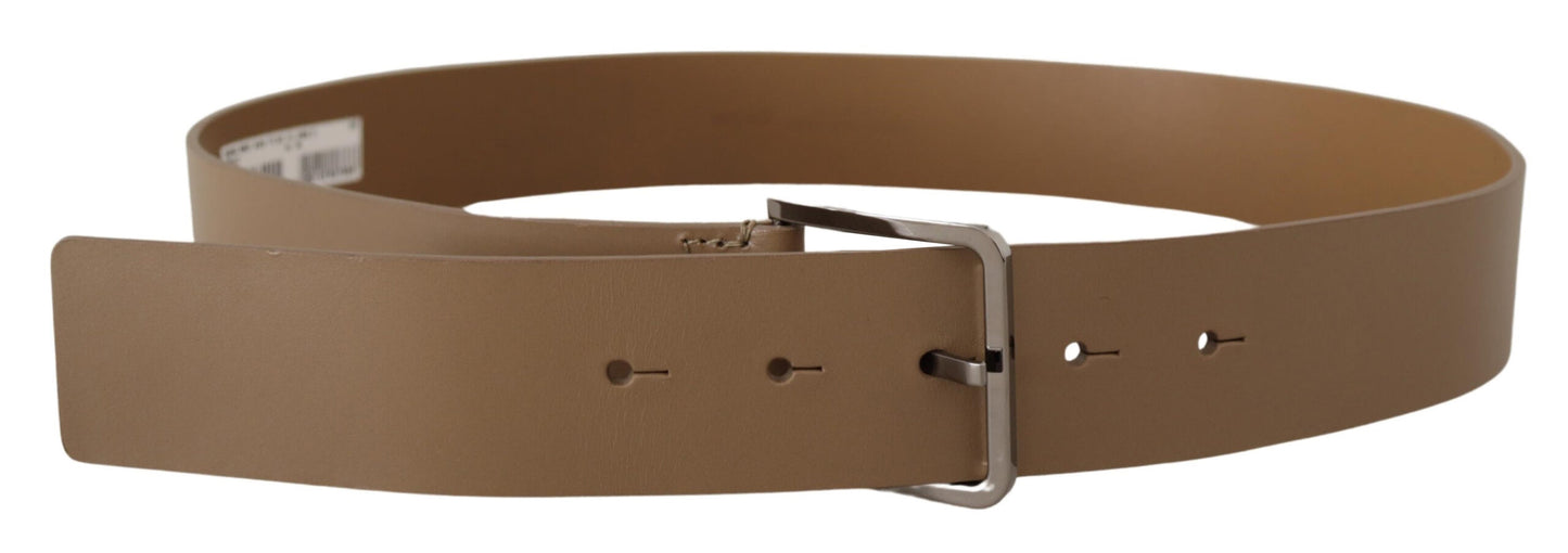 Beige leren statement riem met zilveren gesp