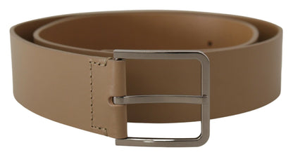 Beige leren statement riem met zilveren gesp