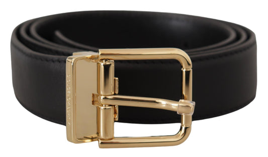 Elegante zwarte leren riem met metalen gesp