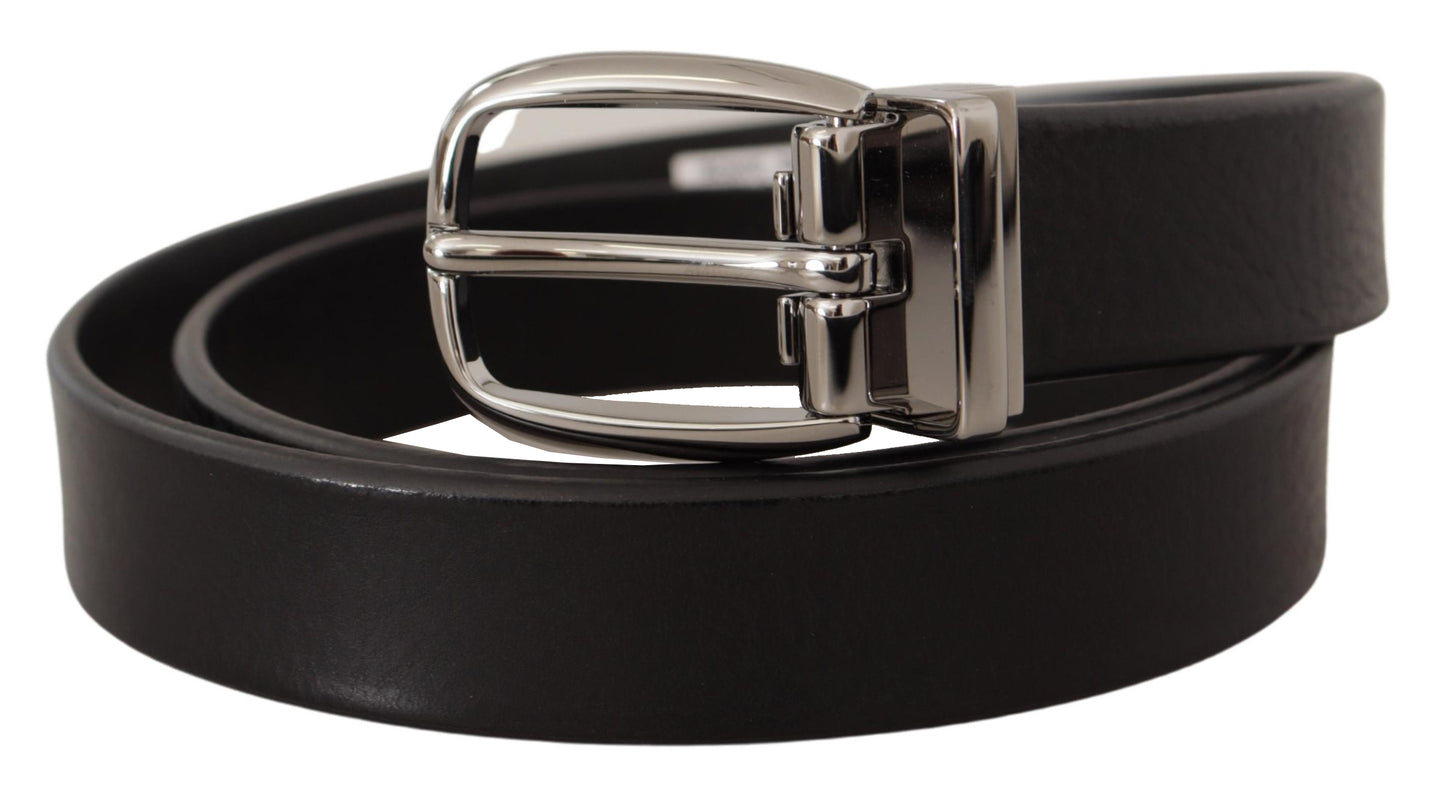 Elegante zwarte leren riem met metalen gesp