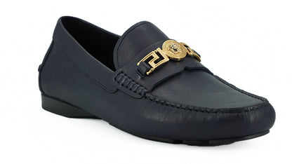 Elegante marineblauwe kalfsleren loafers